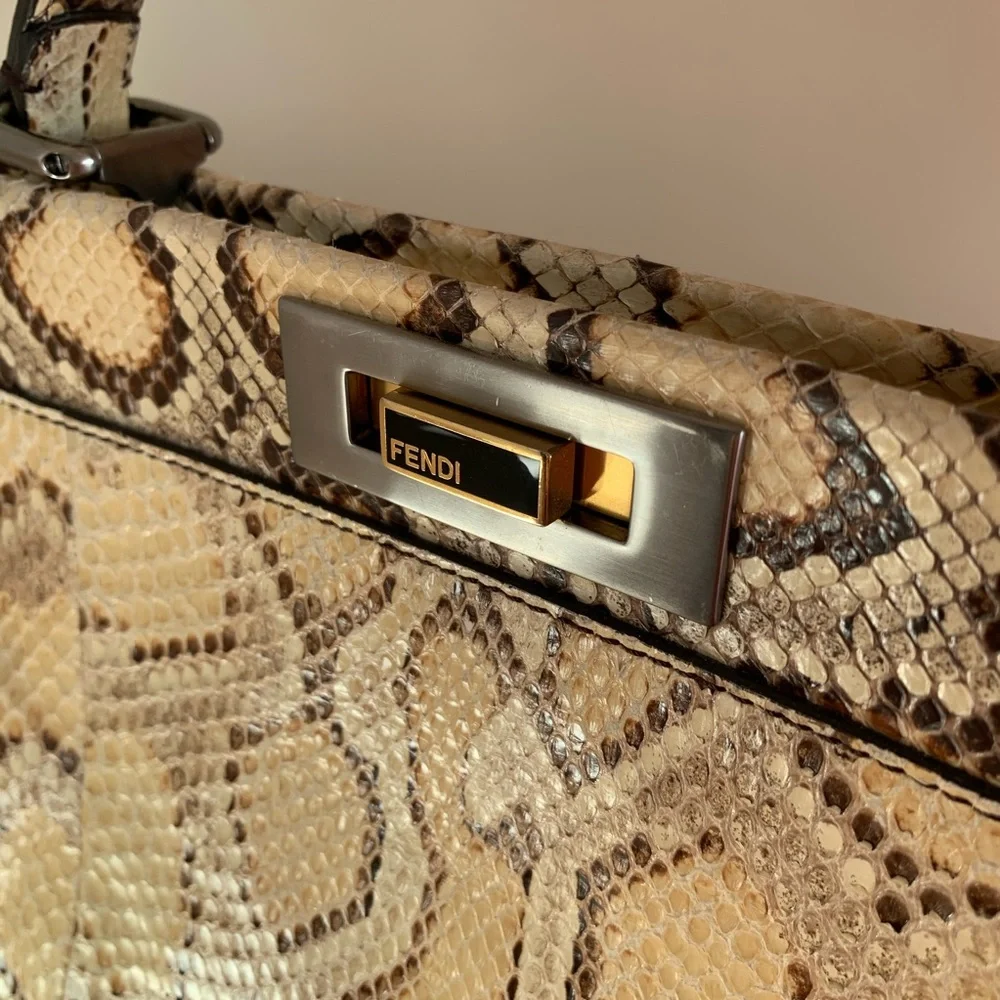 Fendi python peekaboo handle bag crossbody